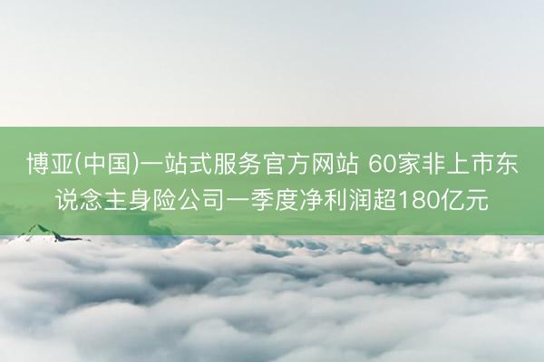 博亚(中国)一站式服务官方网站 60家非上市东说念主身险公司一季度净利润超180亿元