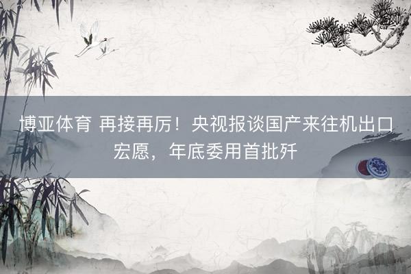 博亚体育 再接再厉！央视报谈国产来往机出口宏愿，年底委用首批歼