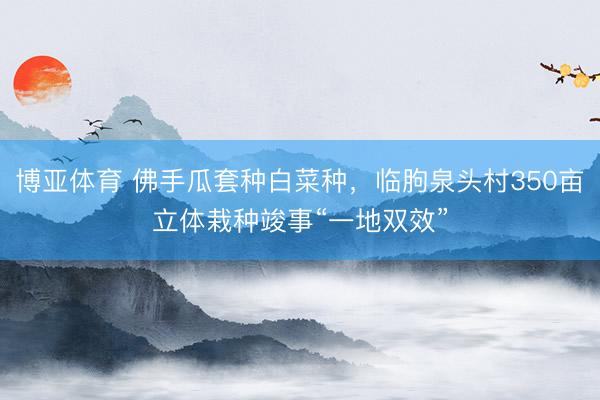 博亚体育 佛手瓜套种白菜种，临朐泉头村350亩立体栽种竣事“一地双效”