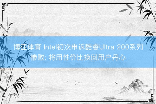 博亚体育 Intel初次申诉酷睿Ultra 200系列惨败: 将用性价比换回用户丹心