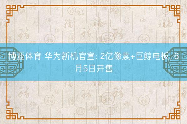 博亚体育 华为新机官宣: 2亿像素+巨鲸电板， 6月5日开售