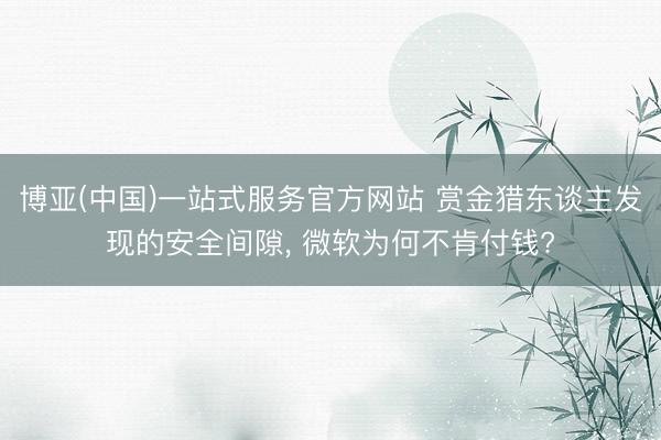 博亚(中国)一站式服务官方网站 赏金猎东谈主发现的安全间隙， 微软为何不肯付钱?