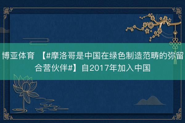博亚体育 【#摩洛哥是中国在绿色制造范畴的弥留合营伙伴#】自2017年加入中国