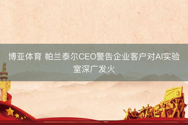 博亚体育 帕兰泰尔CEO警告企业客户对AI实验室深广发火