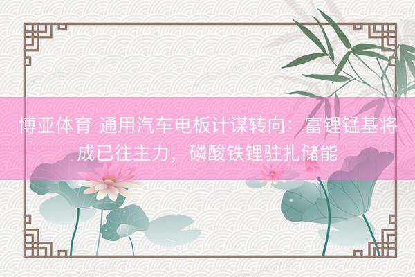 博亚体育 通用汽车电板计谋转向：富锂锰基将成已往主力，磷酸铁锂驻扎储能