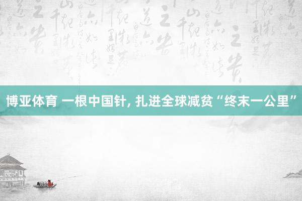 博亚体育 一根中国针, 扎进全球减贫“终末一公里”